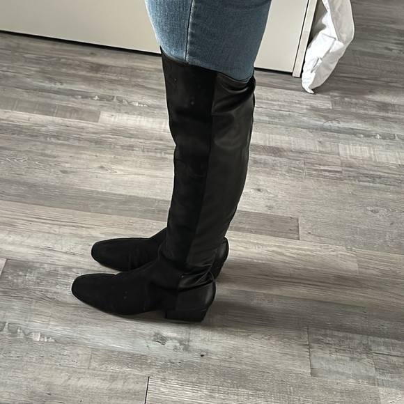 Schutz Over the Knee Tall Pull On Low Heeled Boots Boot Suede Leather Black 10 - Picture 1 of 15